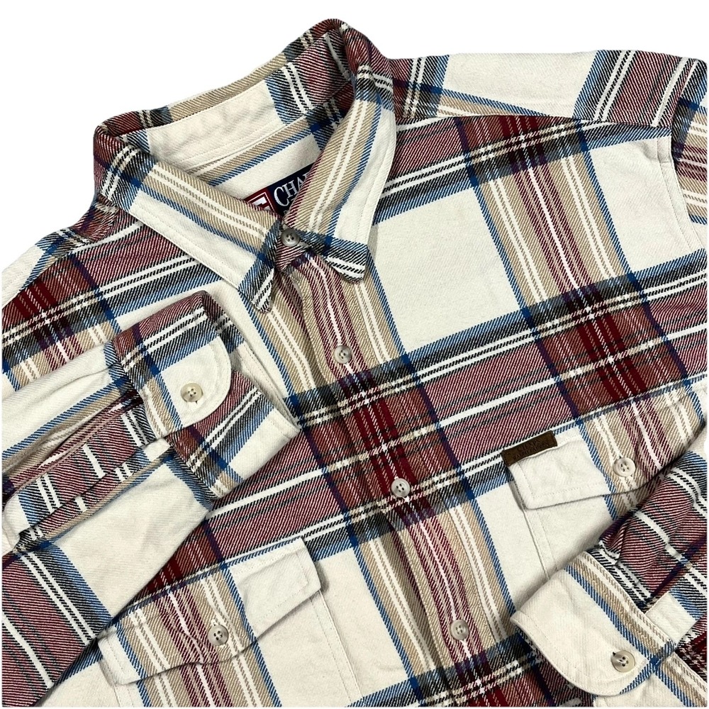 Vintage Chaps Ralph Lauren Button Up Flannel Shirt Men's XL Plaid Preppy *Flaws